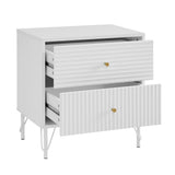 Lisa Wavy Fluted Bedside Table in White V369-601075-WHITE