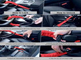 Car steering wheel lock for seat belts, Robust universal steering wheel lock, visibility car lock, V1189-LC-QP-00828