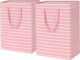 2 Pack Thin Stripe Laundry Hamper with Handles, Pink 75L V1237-ZY00B0DGKS7S6B