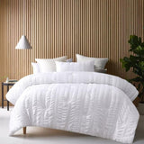 Accessorize Seersucker White 3 Piece Polyester Comforter Set King V442-HIN-COMFORTER-SEERSUCKER-WHITE-KI