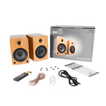 Kanto YU6 200W Powered Bookshelf Speakers with Bluetooth and Phono Preamp - Pair, Bamboo with S6 V398-KO-YU6BAMBOO-S6