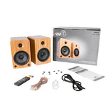 Kanto YU6 200W Powered Bookshelf Speakers with Bluetooth and Phono Preamp - Pair, Bamboo with S6 V398-KO-YU6BAMBOO-S6