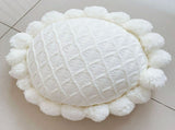 Knitted Throw Pillow Round Couch Pillow Sofa Cute Cushion Handmade Pompoms Decorative Plush Pillow V1370-AZ4-05406