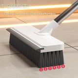 White Long Handle Floor Scrubber Brush - Stainless Steel and PP with Silicone Squeegee, 125cm V888-ELOSUNG53581