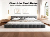 Artiss King Size Bed Frame Plush Soft Headboard Velvet Platform Base for Modern Bedrooms Grey BFRAME-F-HAVEN-K-GY-AB
