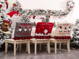 6pcs Xmas Chair Back Cover Linen Plaid Dining Chair Slipcover Protector for Home Hotel Kitchen V1294-YM0901-210618ZQ3147
