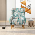 Armchair High back Lounge Accent Chair Designer Printed Fabric Upholstery with Wooden Leg V43-AC-ROSEGR-D