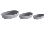 3 Pcs Desktop Storage Basket Oval Organizer Container Cotton Rope Hand Woven for Makeup Snacks Grey V1294-YM0626-3117220295312