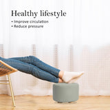 Fabric Ottoman Round Wooden Leg Foot Stool - GREY V274-FT-GQST01-GY