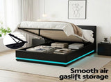 Artiss Bed Frame King Single Size LED Gas Lift Black LUMI BFRAME-G-LED-LUMI-KS-BK-ABC