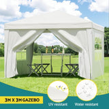 Instahut Gazebo 3x3 Pop Up Marquee Folding Tent Wedding Gazebos Camping Outdoor Canopy White GAZEBO-POP-C-3X3-WH