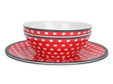 4Pcs Salad Dish Set Red Dots Imitation Porcelain Plate Fruit Food Cake Dish Dinnerware for Kitchen V1294-YM0718-3118210002611