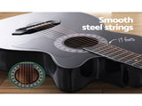 Alpha 38 Inch Acoustic Guitar Wooden Body Steel String Full Size Cutaway Black GUITAR-D-38-BK