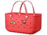 EVA Beach Tote Bag for Swimming, Pool & Travel Waterproof Washable Rubber Handbag with 2 Random V1107-CS-STDDBHS