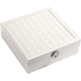 White Large PU Leather Jewelry Box with Mirror Lock - Velvet Lined Organizer for Rings, Necklaces V888-ELOSUNG47336