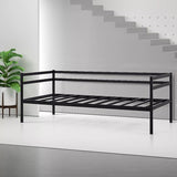 Single Daybed Metal Frame Sofa Premium Black Day Bed Steel Support V63-931491