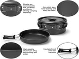 11PCS Orange Camping Cookware Set Lightweight Aluminium Camping Pots, Frying Pan, Kettle & V888-ELOSUNG54626