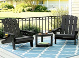 Gardeon Outdoor Table and Chairs HDPE Folding Adirondack Beach Chair Patio Furniture Black FF-BEACH-3HEFD-BK