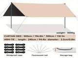 Outdoor camping square sky curtain, black glue sky curtain, sun and rain protection 500*300cm V888-ELOSUNG10040