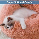 Plush Donut Faux Fur Calming Pet Nest - Salmon Pink - M V915-ZP0099-M
