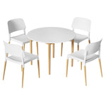 1 Artiss Dining Table and 4 Chairs Set White Wood DSET-TAB01-086-WHX4