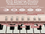 Portable Kids' Electronic Piano with Sheet Music and Microphone - Professional 37-Key Tactile V888-ELOSUNG42604