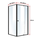 Semi Frameless Shower Screen x 195cm Side AS/NZS Glass V63-824561