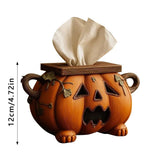 Halloween Pumpkin Tissue Box Holder,12cm Spooky Resin Tissue Cover for Standard Boxes,Festive Orange V1369-AZ3-W-14756