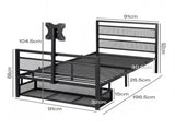 Levede Gaming Bed Frame Rotating TV Mount Storage Metal Single Bed 32in Bedroom BF1088-BK-AU