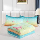Aqua Sunset Butterfly Dream Comforter Quilted Doona Set V745-AB010897AJ3