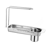 Stainless Steel Sink Drying Rack Expandable Retractable Dish Drainer with Sponge Holder & V1366-AZ2-W-11863