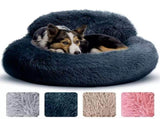 Cozy Plush Donut Pet Bed with Raised Rim, Washable Faux Fur Cat & Dog Couch, Winter Warm Supportive V1341-ZY-NZG53MTB-L-PINK