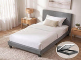 Artiss Bed Frame King Single Size Gas Lift Grey NINO BFRAME-E-NINO-KS-GY-AB
