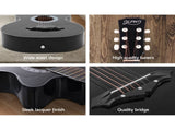 Alpha 38 Inch Acoustic Guitar Wooden Body Steel String Full Size Cutaway Black GUITAR-D-38-BK