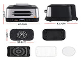 Devanti 5-in-1 Electric BBQ Grill Air Fryer, 2200W 8L Smart Thermometer BBQ-AF-8L-4IN1-BK
