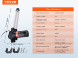 Linear 12V, 10 Inch Heavy Duty 1320lbs/6000N Linear, 0.19"/s Linear Motion V952-ZXXXZXQ10INCWHX80V9