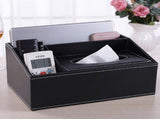 Multifunction Tissue Box Black Multiple Compartments Durable PU Leather Rectangular Tissue Box Cover V1294-YM0706-3117230244811