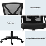 Artiss 2x Mesh Office Chair Mid Back Black OCHAIR-H-M02-BKX2
