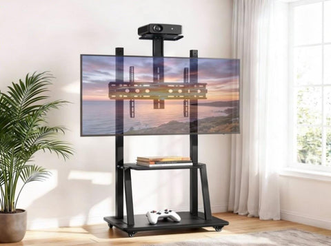 Artiss TV Stand 32-70" Universal Mobile Adjustable Height TV Stand with Wheels TV-MOUN-C75-BK
