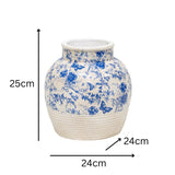 Glazed Blue Stoneware Look Vase 33cm V637-88755VSE