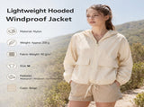Beige M Size Women's Lightweight Hooded Windbreaker Jacket - Nylon, Waterproof, Windproof, Sun V888-ELOSUNG53777