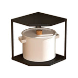 Kitchen Small Corner Shelf Rack Fan Shaped Space Saving Stable Carbon Steel Cookware Stand for Pots V1294-YM0710-3118230294212