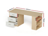 Artiss Computer Desk Drawer Shelf Oak White 120CM FURNI-B-DESK120-MAP-AB