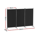 Artiss 3 Panel Room Divider Set of 2 Folding Privacy Screen Fabric Room Separator Partition Black RD-D-PLY-260-BKX2