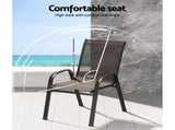 Gardeon 6PC Outdoor Dining Chairs Stackable Lounge Chair Patio Furniture Brown FF-STA-CHAIR-BR-X6