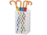 Metal Umbrella Stand Rack in White - Rectangular Design, Holds 4-8 Umbrellas, 16.5x16.5x42cm LSB-59217