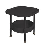 2 Tiers Freestanding Side Table, Mini Beside Table with Open Storage Shelf, Modern Plastic End Table V1369-AZ3-W-10052