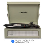 Crosley Voyager Bluetooth Portable Turntable - Sage Bundled Majority D40X Bluetooth Speakers V398-CR8017BMY-SA4