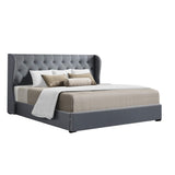 Artiss Bed Frame King Size Gas Lift Grey ISSA BFRAME-E-ISSA-K-GY-ABC
