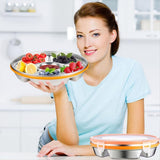 Divided Serving Tray with Lid - Reusable Veggie Tray with Lid and Dip Snack Platter 6 Compartments V1370-AZ4-10431